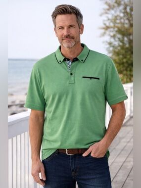 English Laundry Green Polo Shirt XXL NWT Paisley Trim Classic Fit